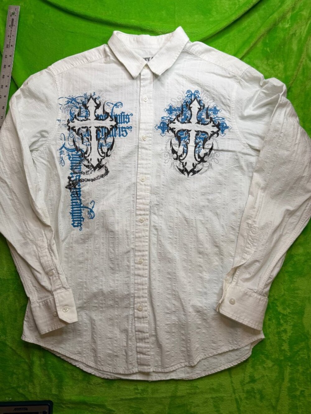 Eighty Eight White Long Sleeve Shirt with Cross Graphics Size M